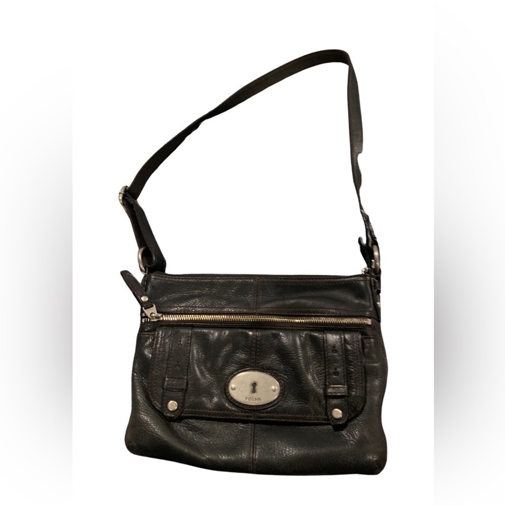 - Black Fossil Crossbody Bag